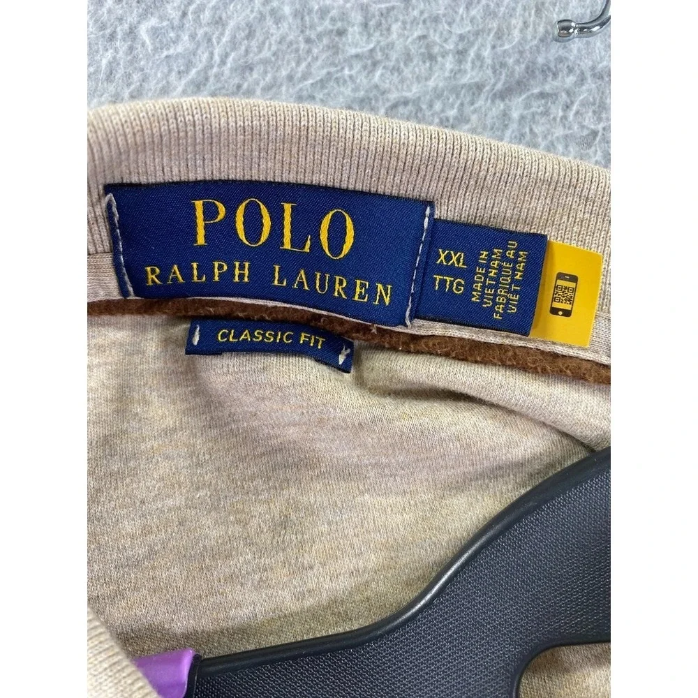 Polo Ralph Lauren Polo Shirt Mens 2XL XXL Beige Long Sleeve Cotton Flesh Pony